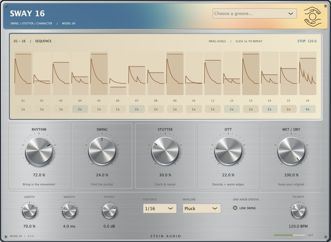 SWAY 16: 16-step rhythm and chrome controls